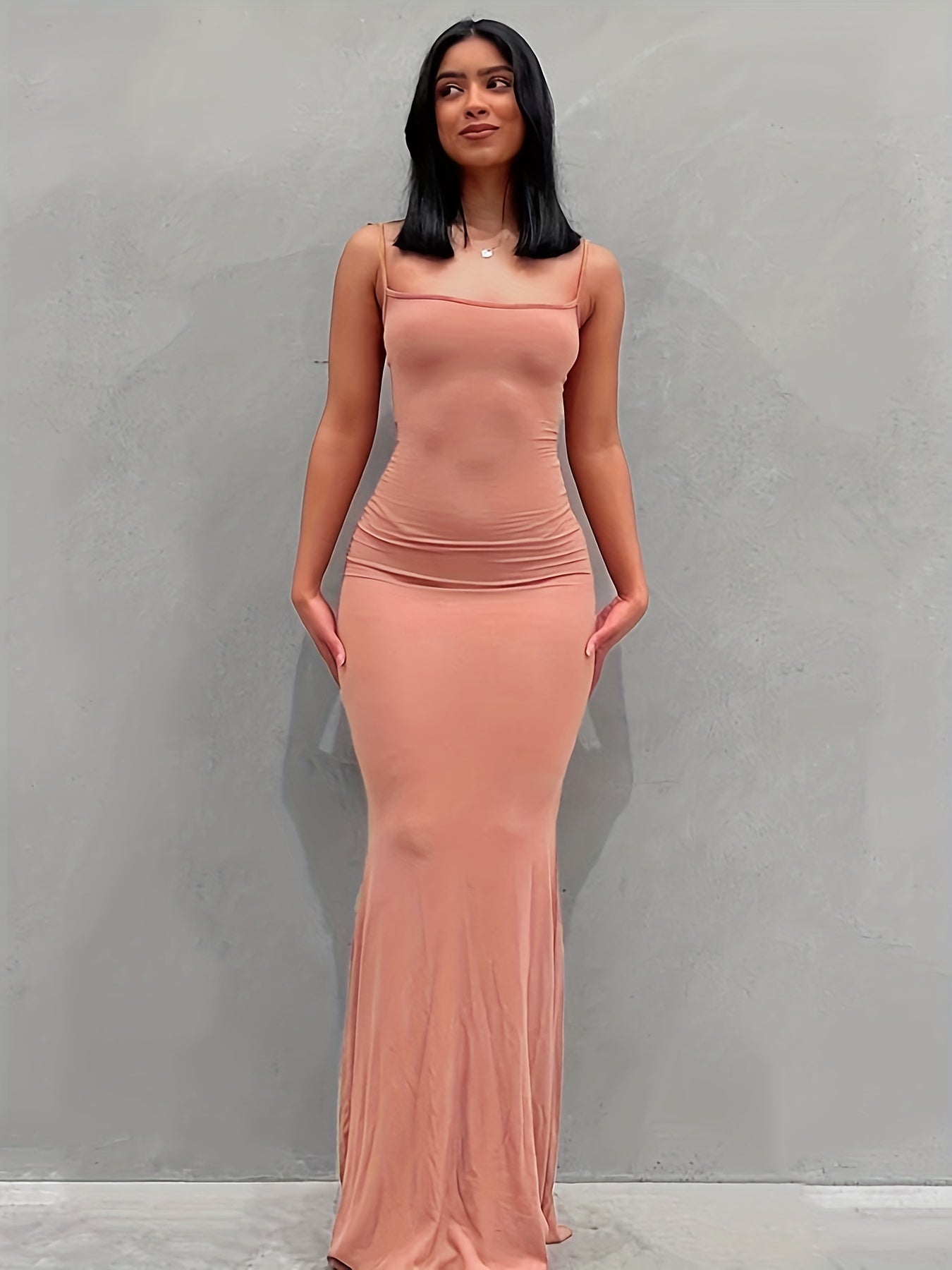 Women's Casual Lounge Slip Long Dress, Sexy Sleeveless Backless Bodycon Maxi Dress, Women's Clothing