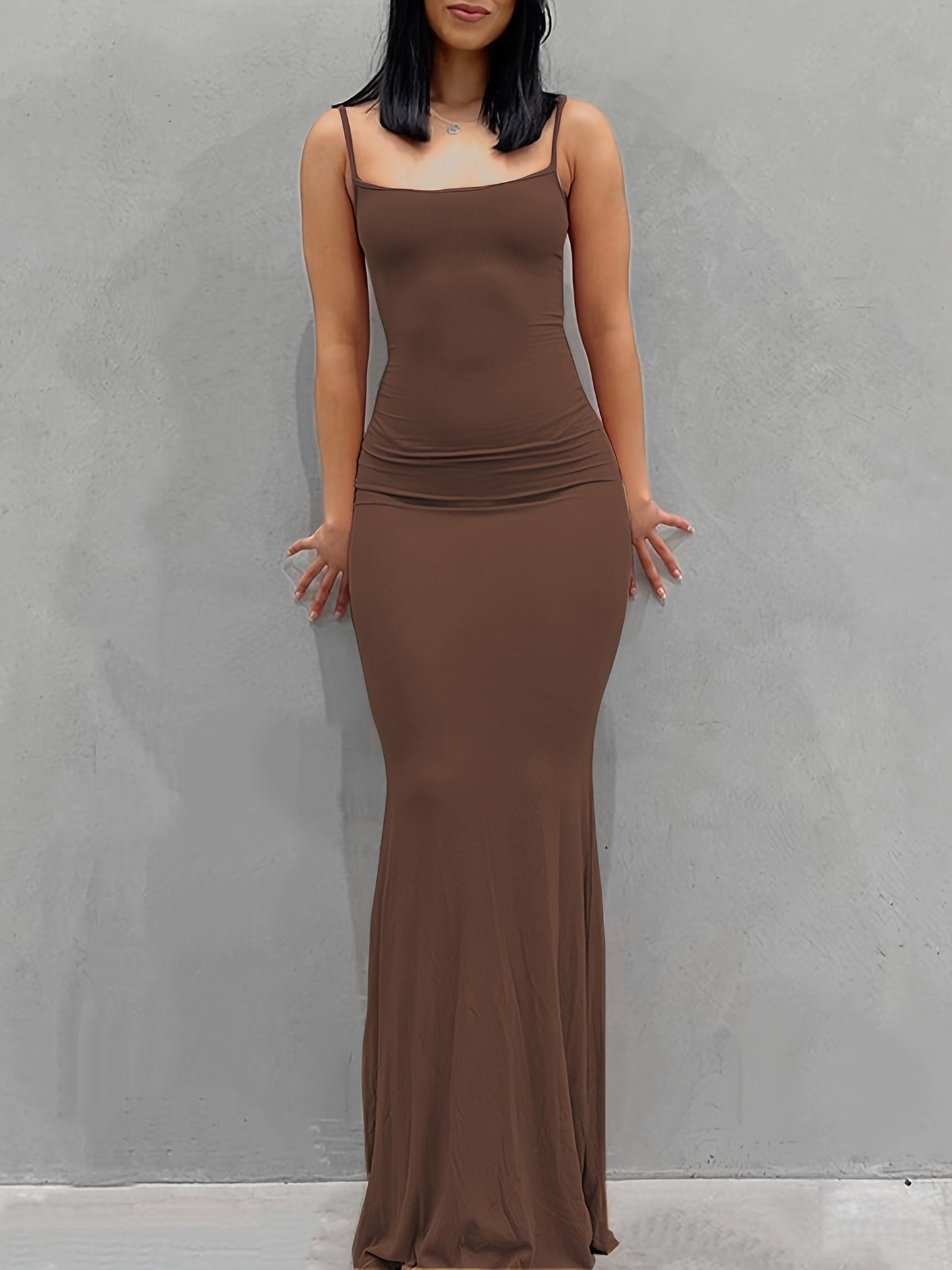 Women's Casual Lounge Slip Long Dress, Sexy Sleeveless Backless Bodycon Maxi Dress, Women's Clothing