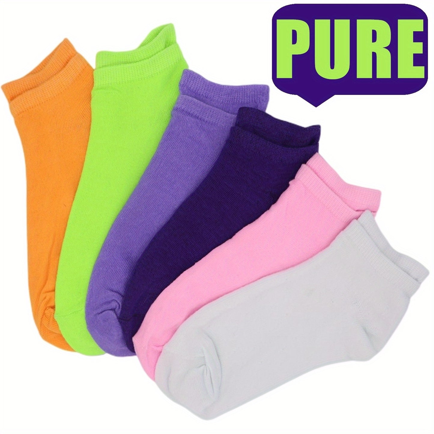 6 Pairs Candy Color Ankle Socks, Soft & Lightweight Breathable Low Cut Socks, Women's Stockings & Hosiery