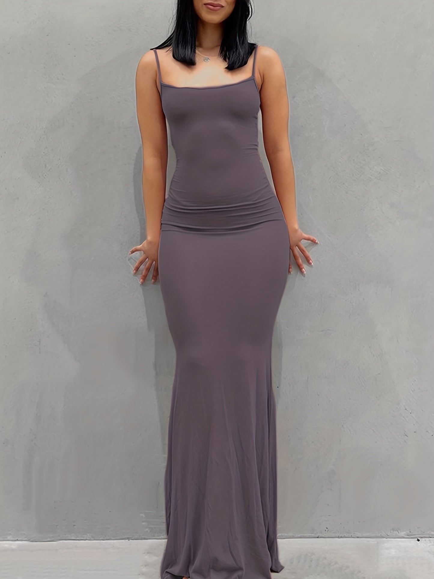 Women's Casual Lounge Slip Long Dress, Sexy Sleeveless Backless Bodycon Maxi Dress, Women's Clothing